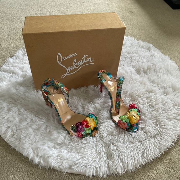 Christian Louboutin Red and Blue Heels - Picture 2 of 9